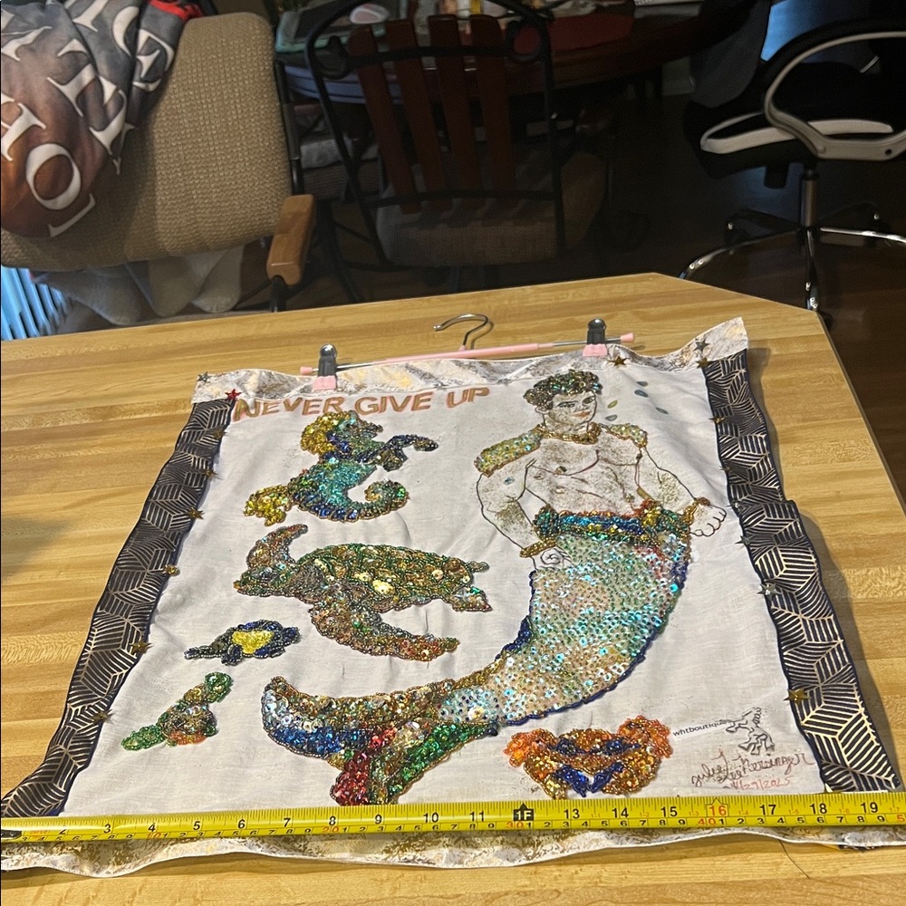 Unframed Wall home/ offices decor. Colorful Beaded MermanTapestry “20 x 23” - Picture 5 of 17